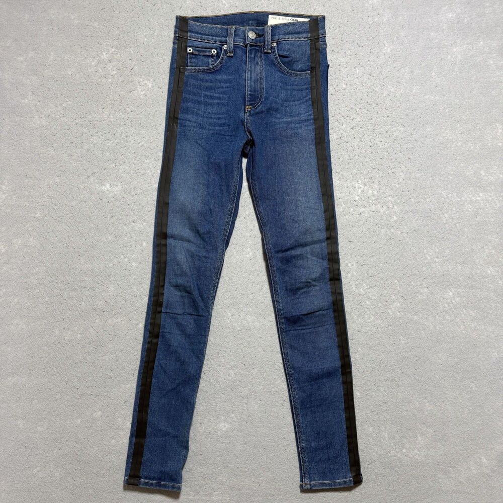 Rag & Bone High Rise Skinny Jeans Womens Size 24 Dark Blue Wash Stretch Denim